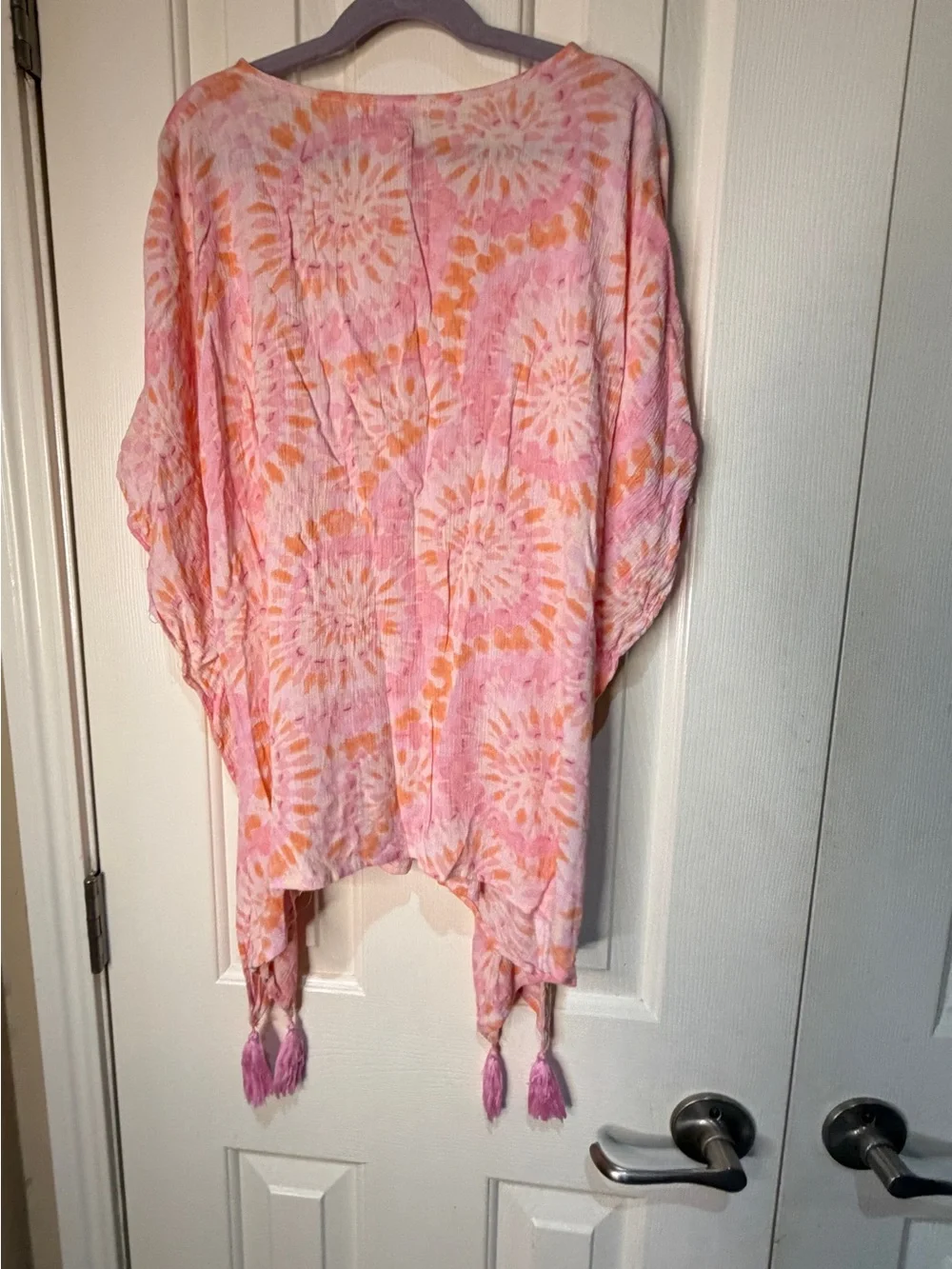 GB girls Pink & Orange Tie-Dye Tassel Boho Coverup